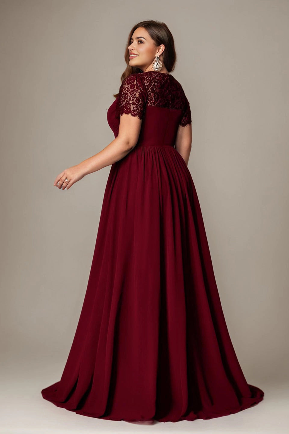 Navy Plus Size A-Line Sweetheart Short Sleeve Closed Back Long Prom Dress