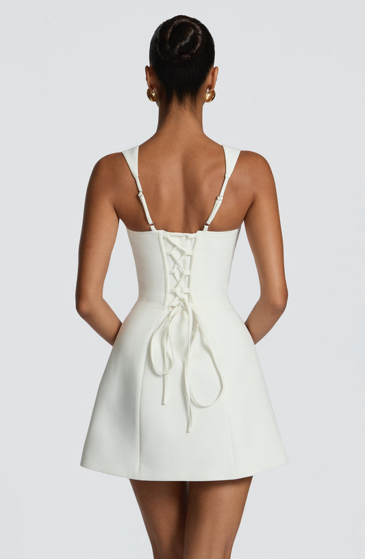 FitFlare ALine Square Sleeveless LaceUpBack Mini homecoming dress