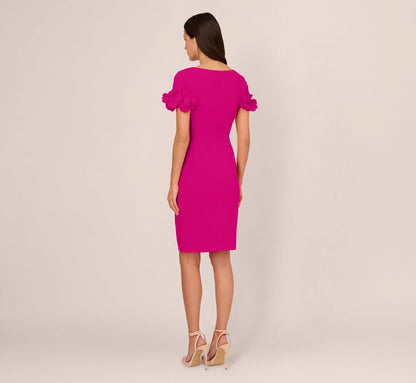 Chic Sheath V-Neck Short-Sleeve Closed-Back Knee-Length Mother of the Bride Dresses