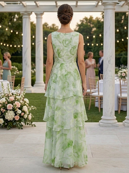 Fresh A-Line Round Neck Long Sleeve Closed-Back Floor-Length Mother of the Bride Dresses