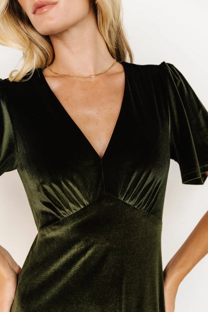 Elegant A‑Line V‑Neck Short‑Sleeve Keyhole‑Back Floor‑Length Mother Of Bride Dress