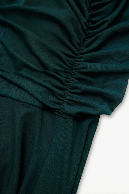 Chic Plus Size A‑Line Surplice‑V Flutter‑Sleeve Ruched‑Back Midi Mother Of Bride Dress