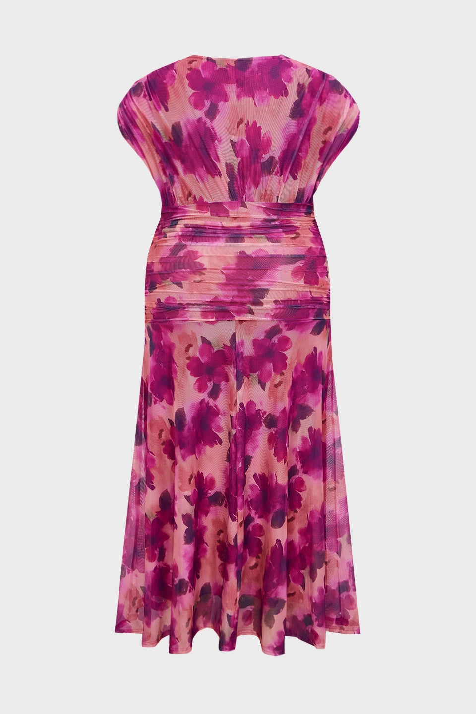 Chic Plus Size A‑Line Surplice‑V Flutter‑Sleeve Ruched‑Back Midi Mother Of Bride Dress