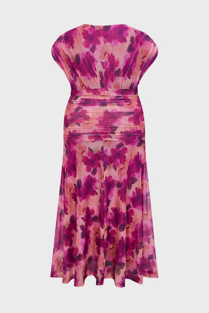 Chic Plus Size A‑Line Surplice‑V Flutter‑Sleeve Ruched‑Back Midi Mother Of Bride Dress