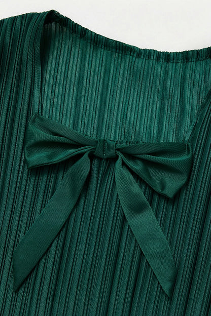 Emerald Plus Size A-Line Round Neck Flare Sleeve Solid Back Maxi Prom Dress