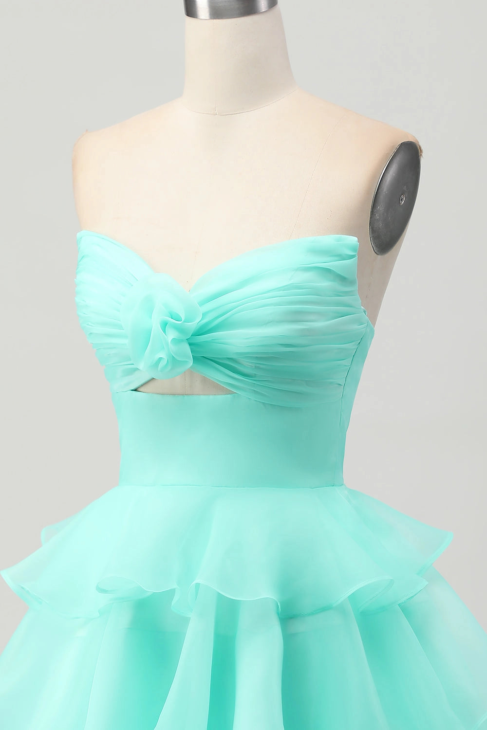 Pink A-Line Sweetheart Strapless Closed Back Mini Homecoming Dress