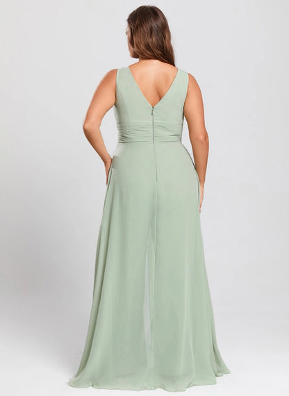 roselledress back v zipper sage green plus size chiffon wide leg formal jumpsuit