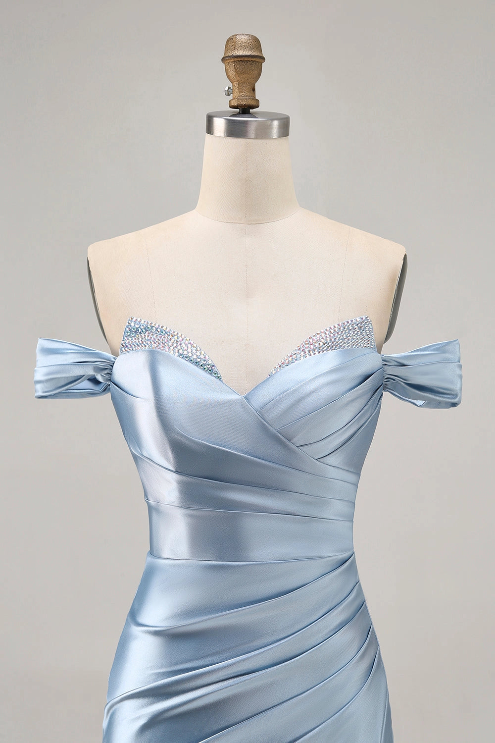 Light Blue Bodycon Sweetheart Off Shoulder Lace Up Back Mini Homecoming Dress