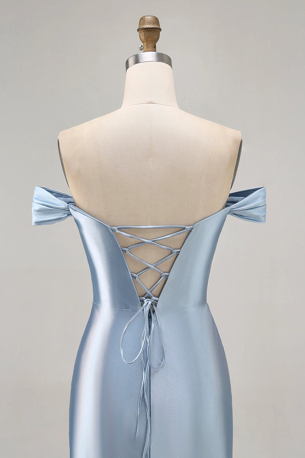 Light Blue Bodycon Sweetheart Off Shoulder Lace Up Back Mini Homecoming Dress