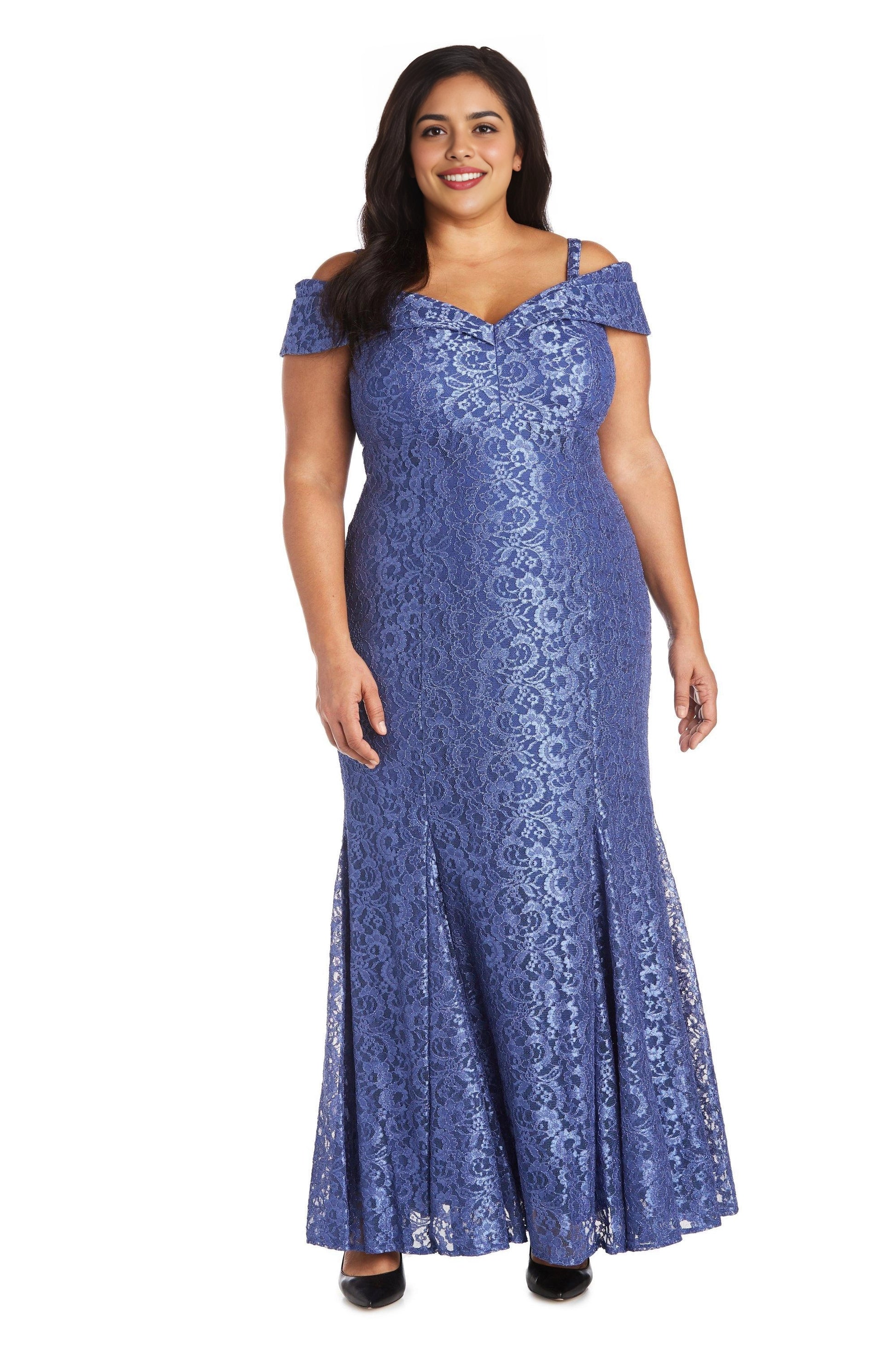 roselledress plus size dusty blue off shoulder thin strap floral lace mermaid mother of bride gown