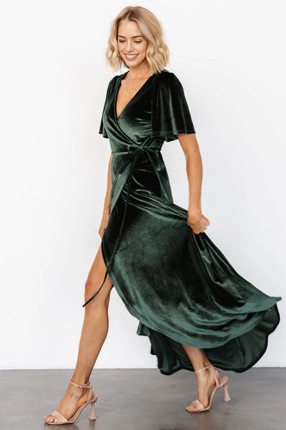 Soft A‑line V‑Neck Flutter Sleeve Closed‑Back Maxi Mother Of Bride Dress