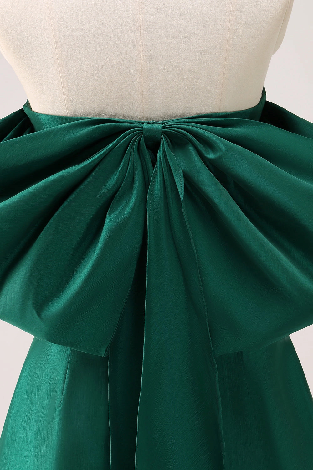 Emerald Green A Line Strapless Off Shoulder Giant Bow Back Mini Homecoming Dress