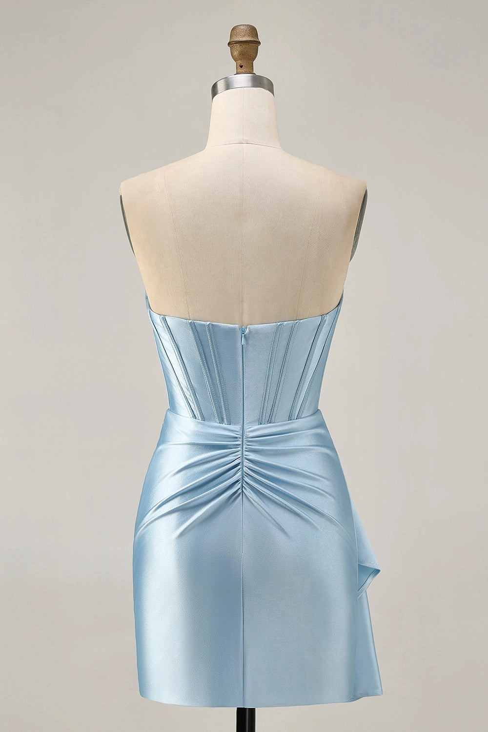 Emerald Green Sheath Strapless Tube Plain Back Cutout Mini Homecoming Dress