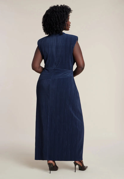 Roselledress Elegant Sheath High Neck Cap Sleeve Zip-Back Midi Plus Size Wedding Guest Dress
