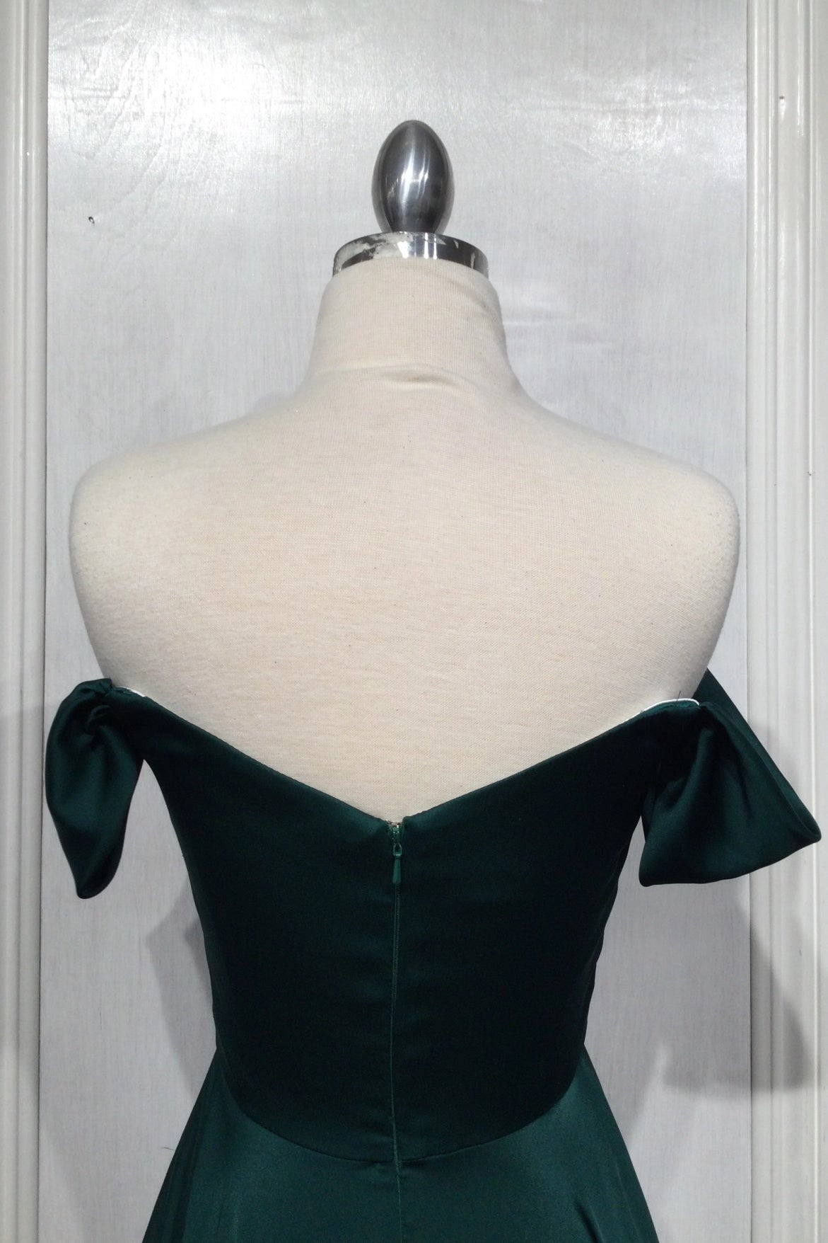 RoselleDress Olive Off Shoulder Wrap Satin Prom Dress
