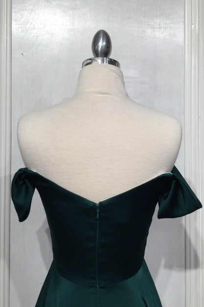 RoselleDress Olive Off Shoulder Wrap Satin Prom Dress