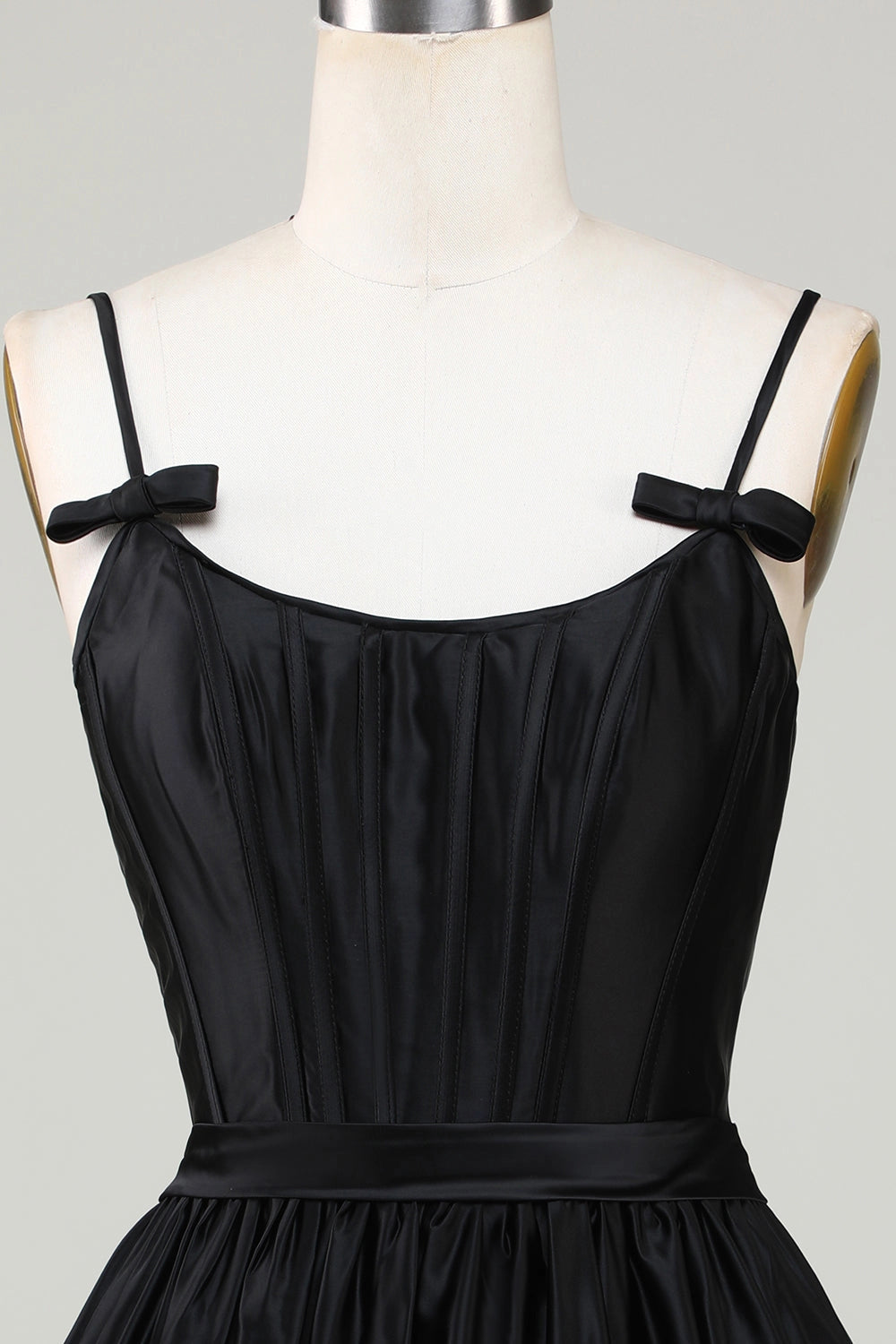 Black A-Line Scoop Spaghetti Strap Lace Up Back Mini Homecoming Dress