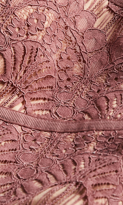 Dusty Rose Lace Chiffon Maxi Plus Size Wedding Guest Dress
