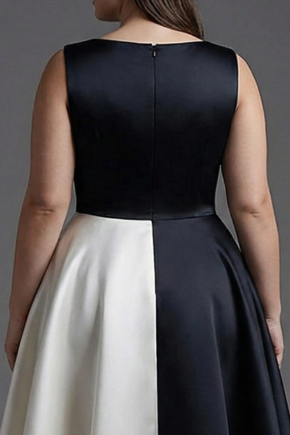 Elegant Plus Size A‑Line Bateau Sleeveless Closed‑Back Midi Prom Dress