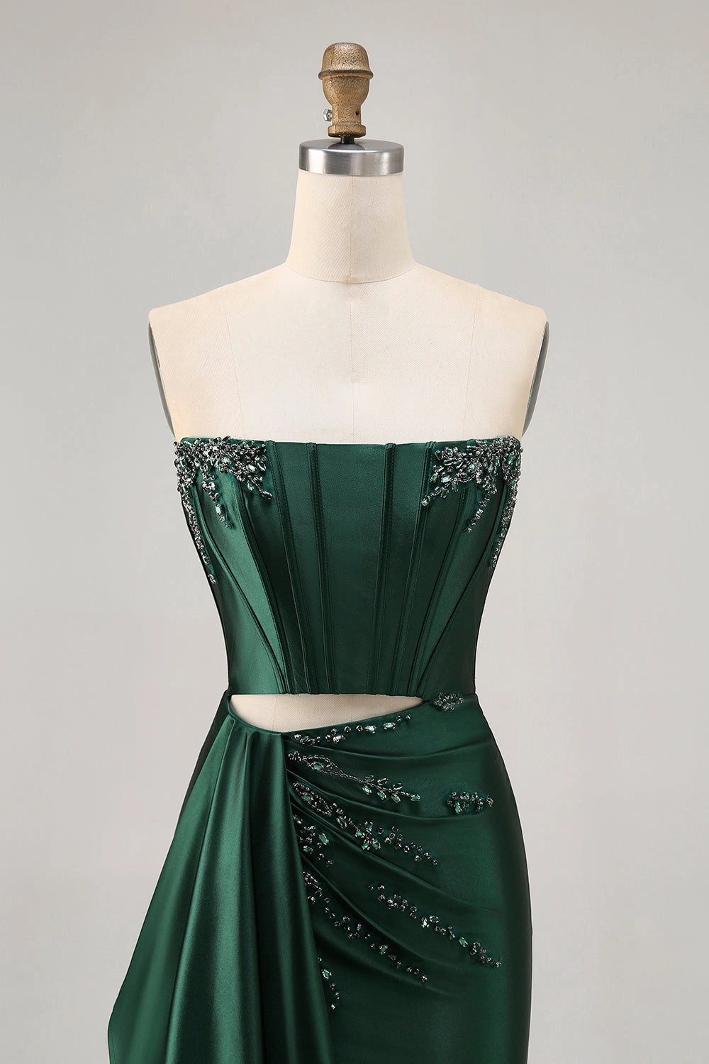 Emerald Green Sheath Strapless Tube Plain Back Cutout Mini Homecoming Dress