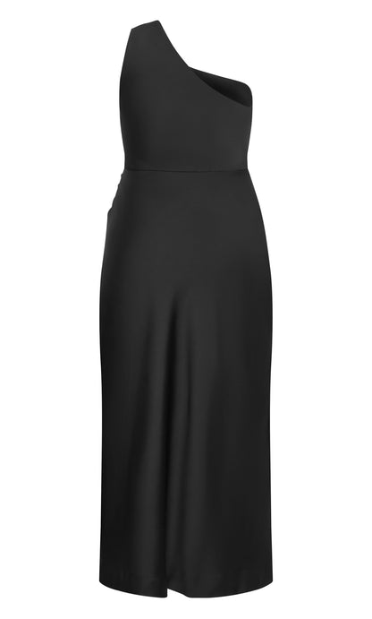 Cobalt Blue One‑Shoulder Hardware Wrap Maxi Plus Size Wedding Guest Dress