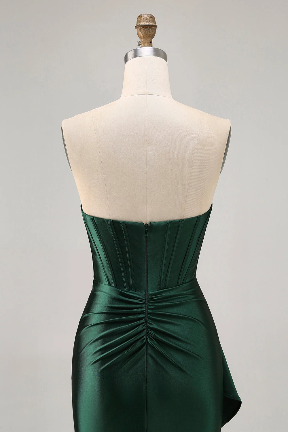 Emerald Green Sheath Strapless Tube Plain Back Cutout Mini Homecoming Dress