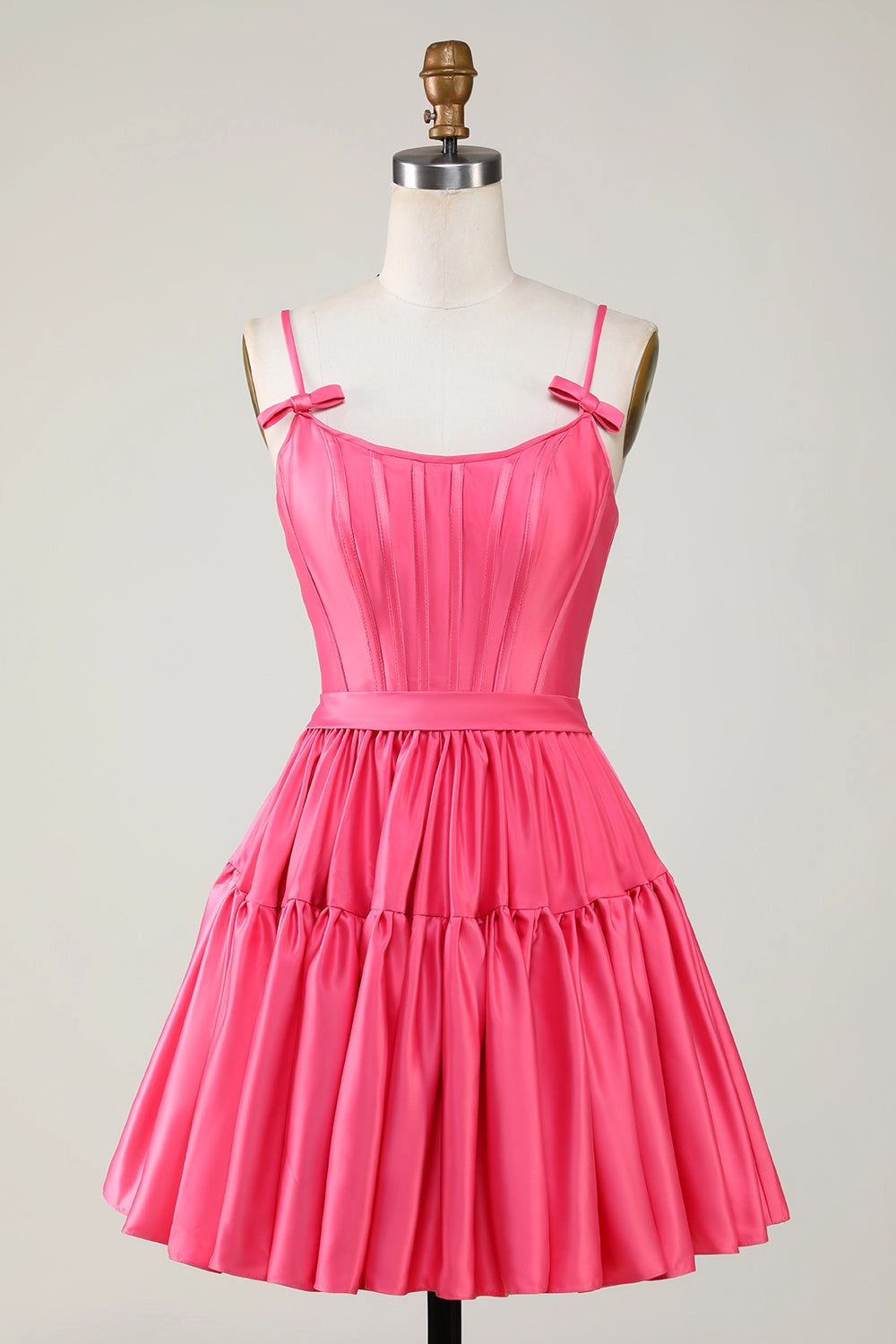 Black A-Line Scoop Spaghetti Strap Lace Up Back Mini Homecoming Dress