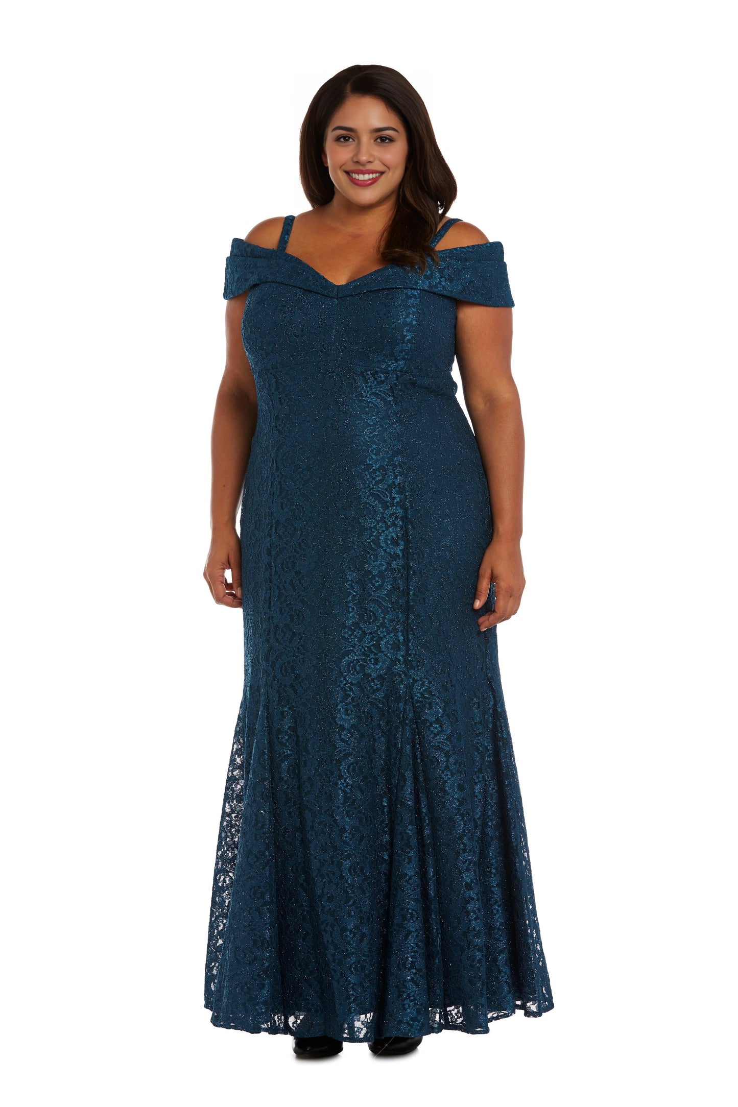 Roselledress Modest Plus Size Mermaid Off Shoulder Strap Low Back Lace Maxi Prom Dress