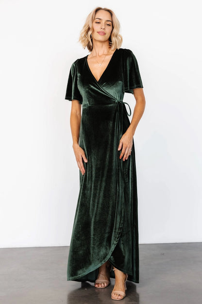 Soft A‑line V‑Neck Flutter Sleeve Closed‑Back Maxi Mother Of Bride Dress