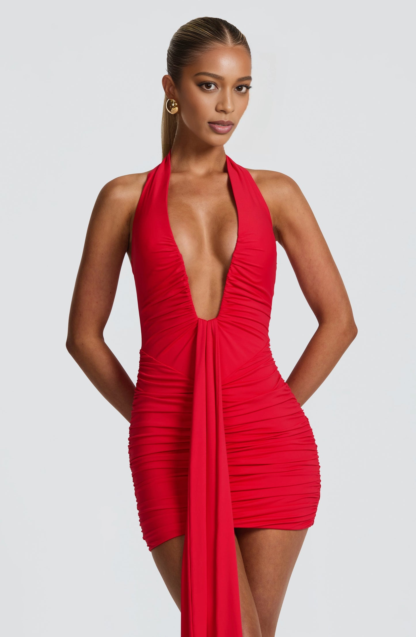 Sparkly Bodycon Halter Sleeveless Tie Back Mini Homecoming Dress
