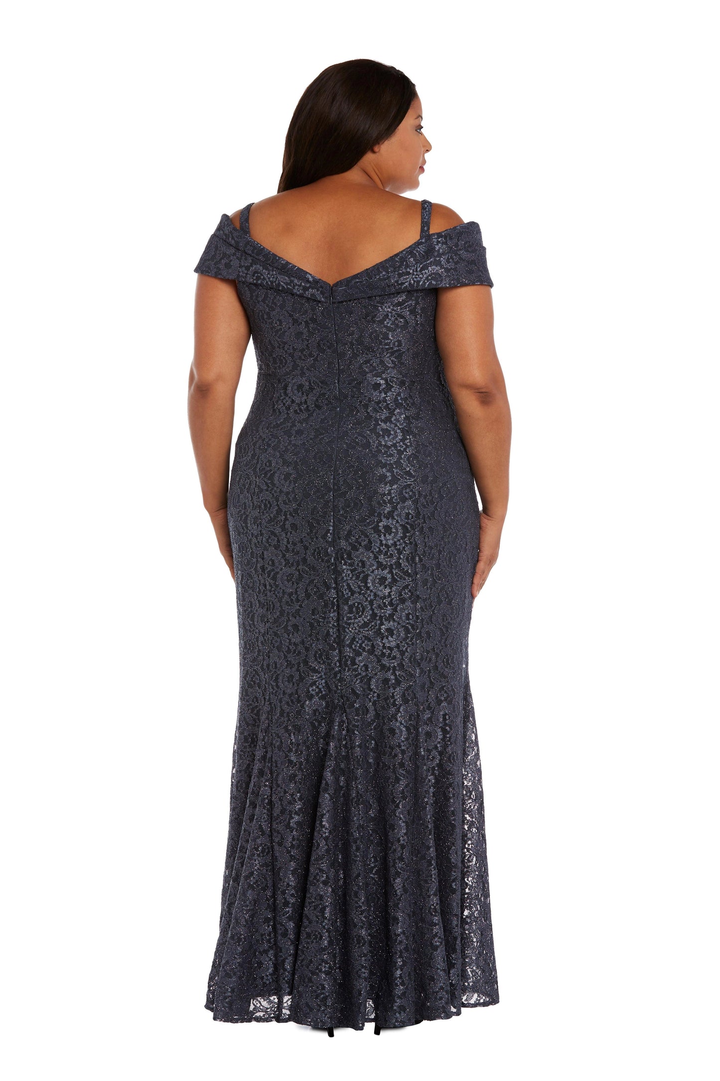 Roselledress Modest Plus Size Mermaid Off Shoulder Strap Low Back Lace Maxi Prom Dress