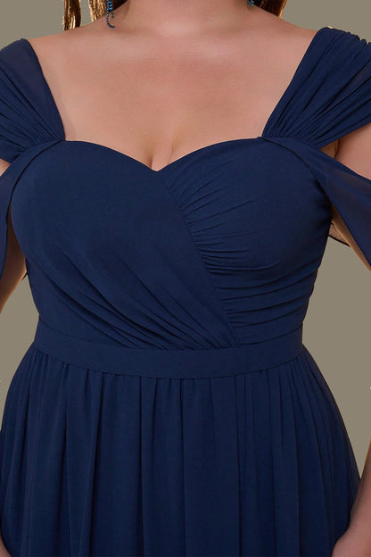 A-line Floor Sweetheart Cold-Shoulder Square-Back Maxi plus size Mother Of Bride Dress