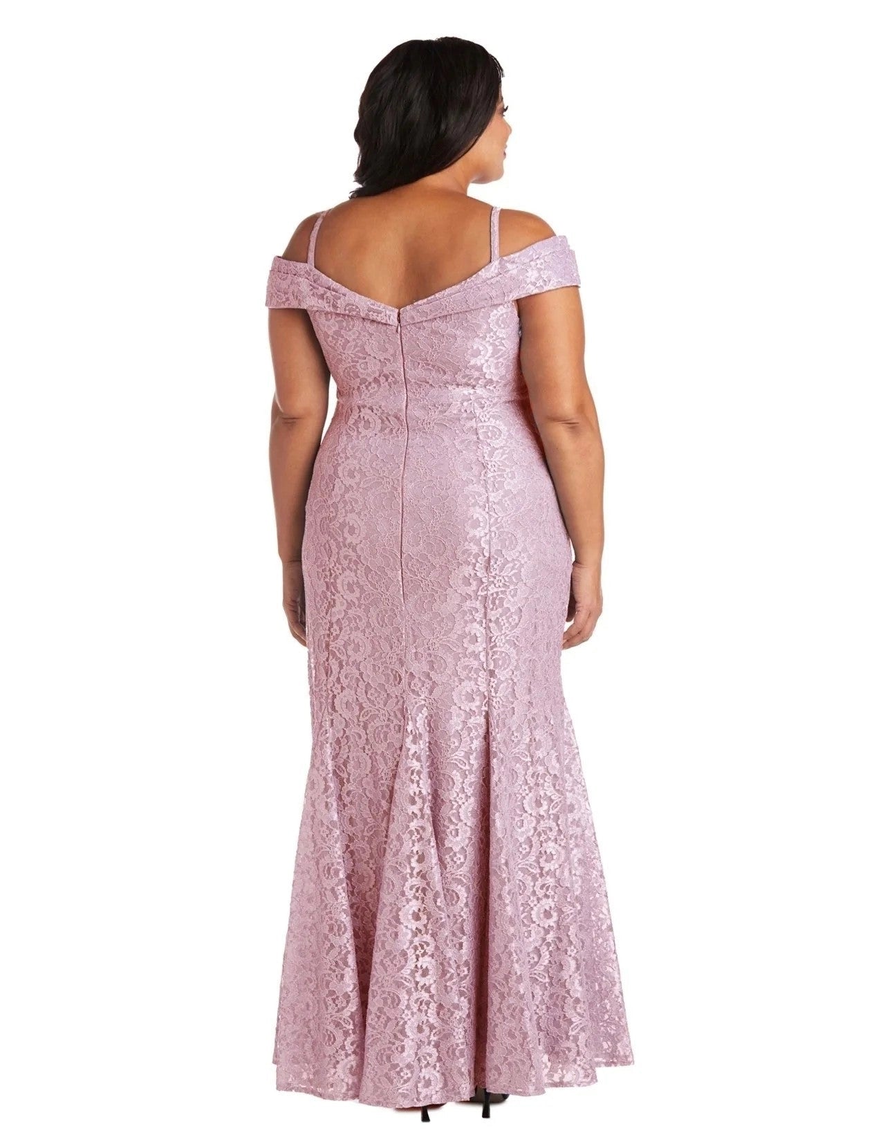 Roselledress Modest Plus Size Mermaid Off Shoulder Strap Low Back Lace Maxi Prom Dress