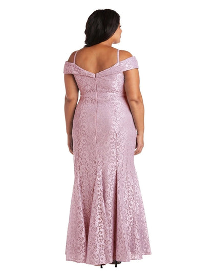 Roselledress Modest Plus Size Mermaid Off Shoulder Strap Low Back Lace Maxi Prom Dress
