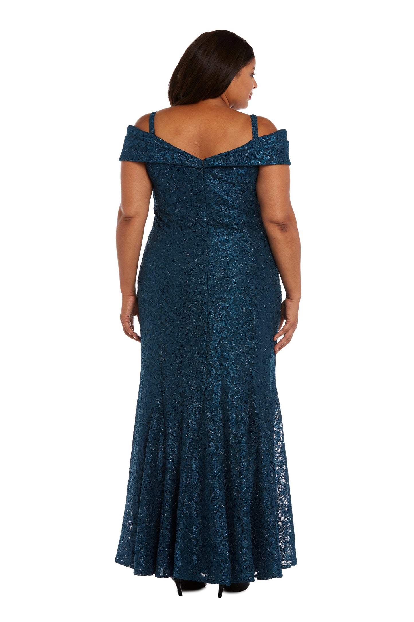 Roselledress Modest Plus Size Mermaid Off Shoulder Strap Low Back Lace Maxi Prom Dress