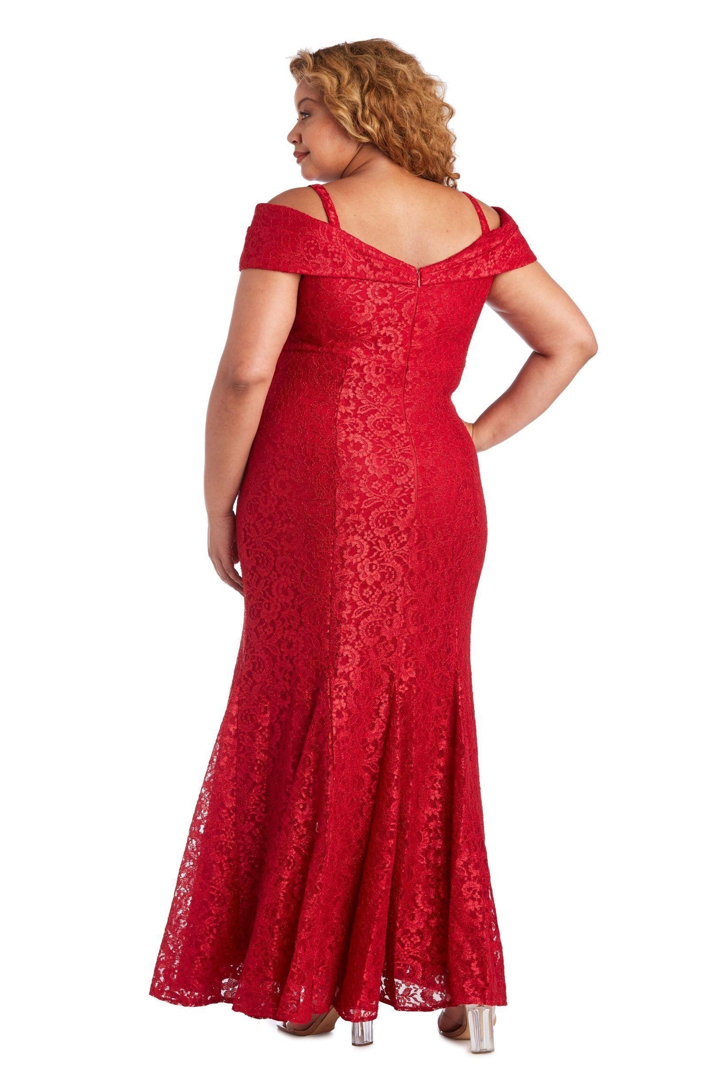 Roselledress Modest Plus Size Mermaid Off Shoulder Strap Low Back Lace Maxi Prom Dress