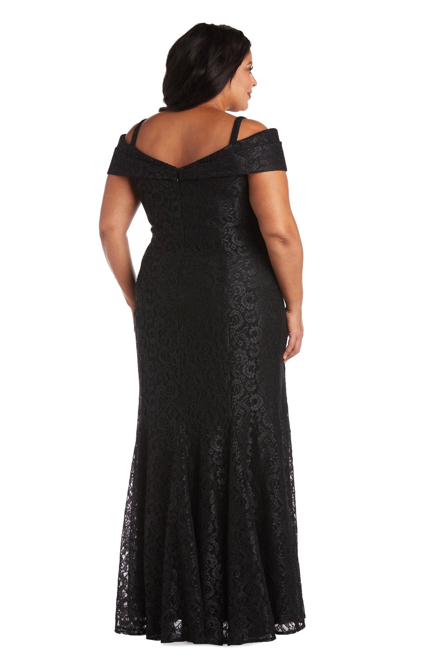 Roselledress Modest Plus Size Mermaid Off Shoulder Strap Low Back Lace Maxi Prom Dress