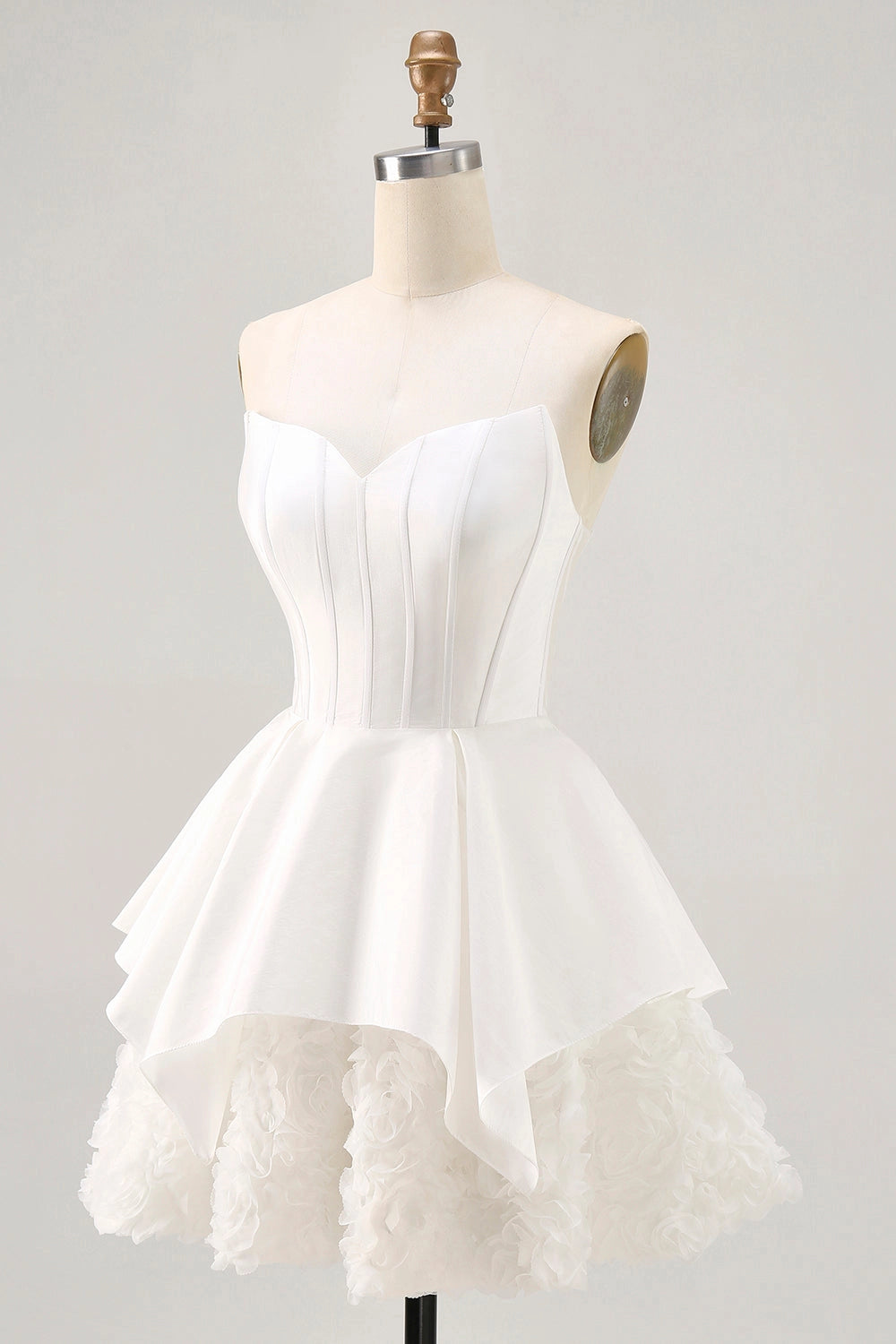 White A-Line Sweetheart Strapless Sheer Back Mini Homecoming Dress