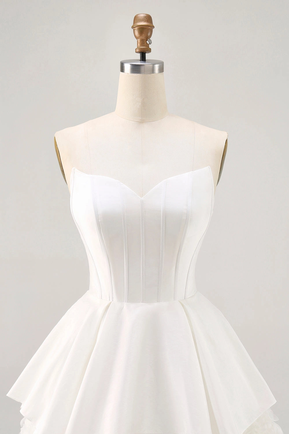 White A-Line Sweetheart Strapless Sheer Back Mini Homecoming Dress