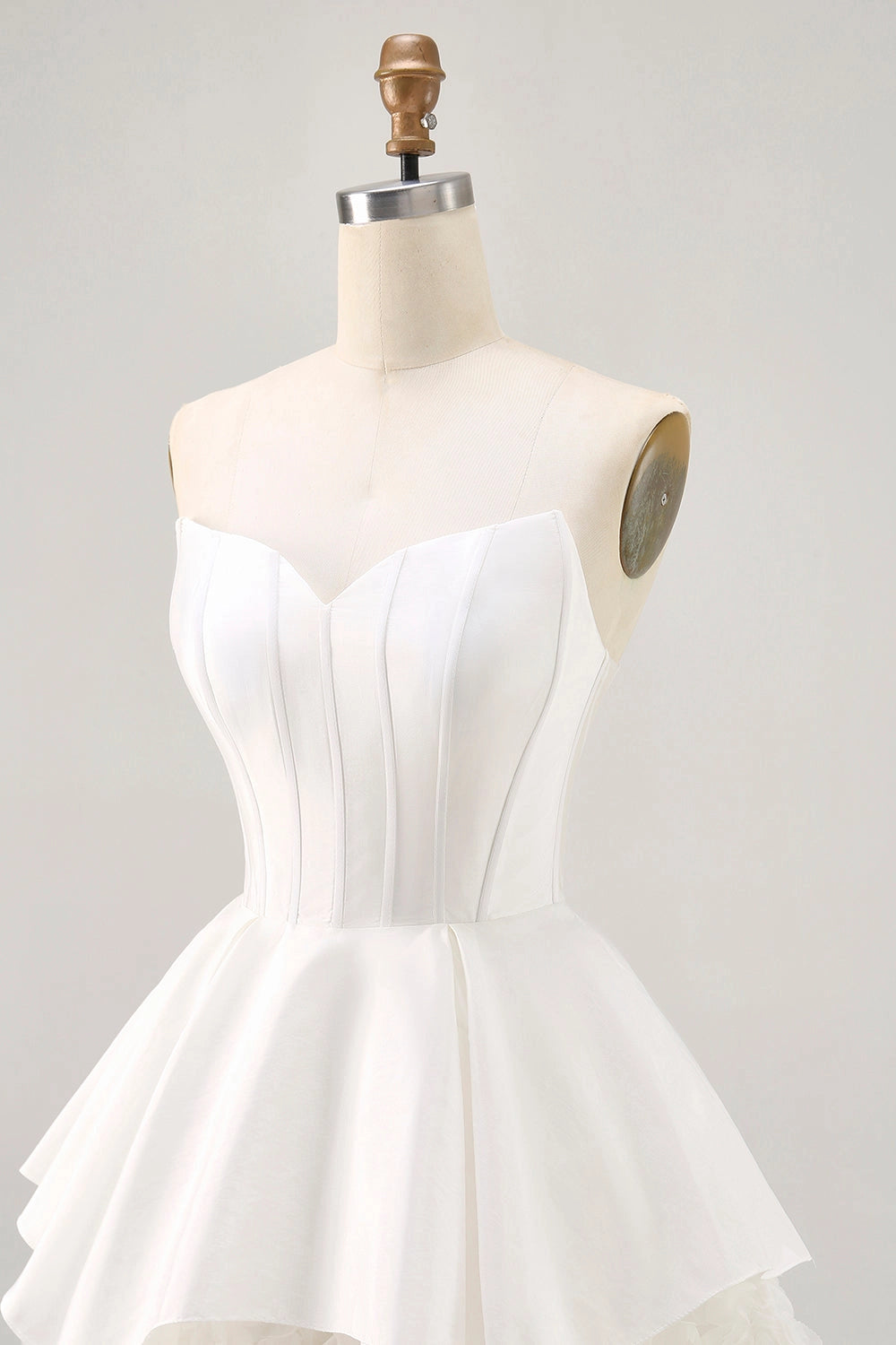 White A-Line Sweetheart Strapless Sheer Back Mini Homecoming Dress