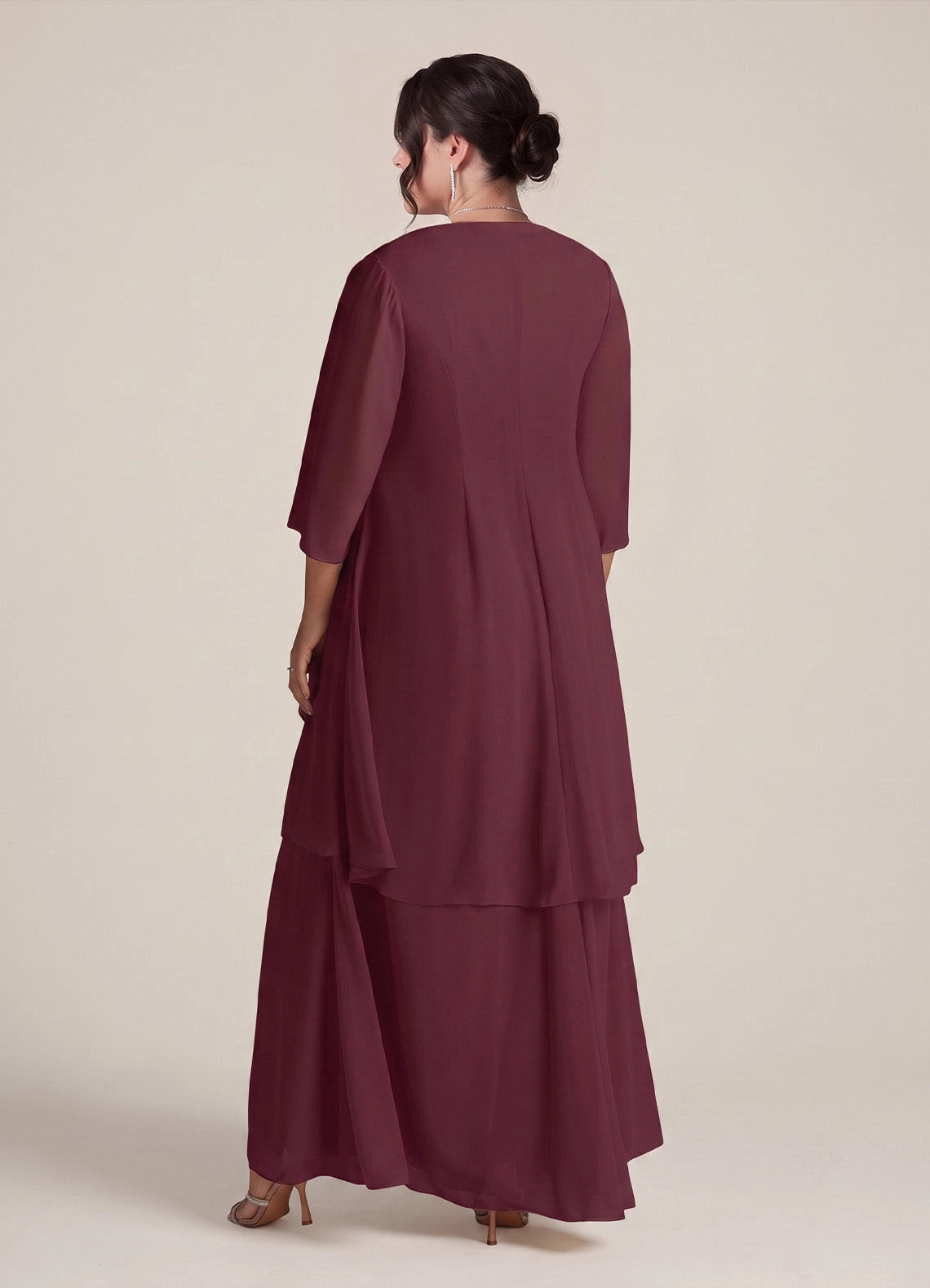 Elegant A-Line V-Neck Sleeveless Ruched-Zipper Back Floor-Length Plus Size Mother Of Bride Dress