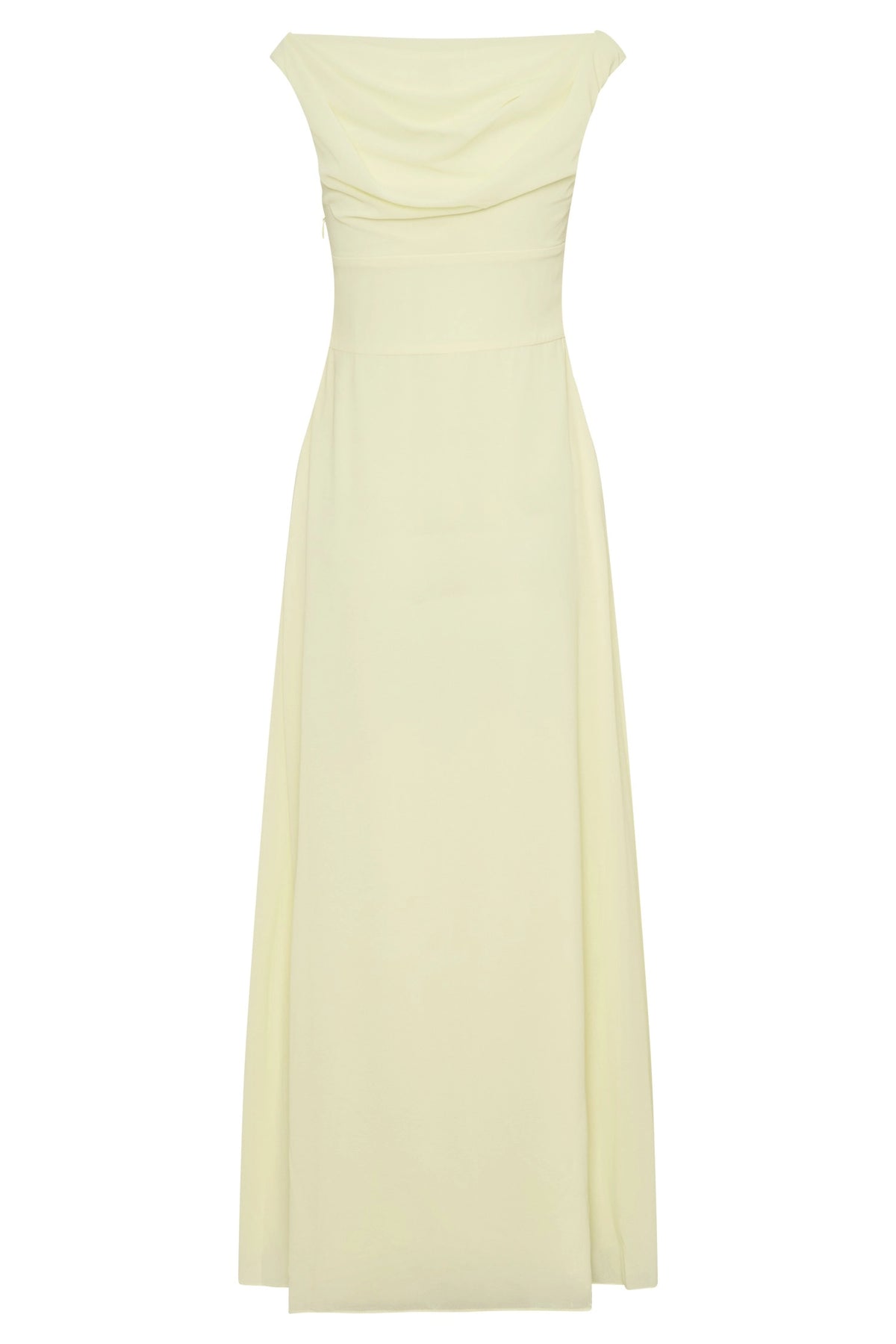 Pale Yellow Chiffon Off‑the‑Shoulder V‑Neck Maxi Plus Size Wedding Guest Dress