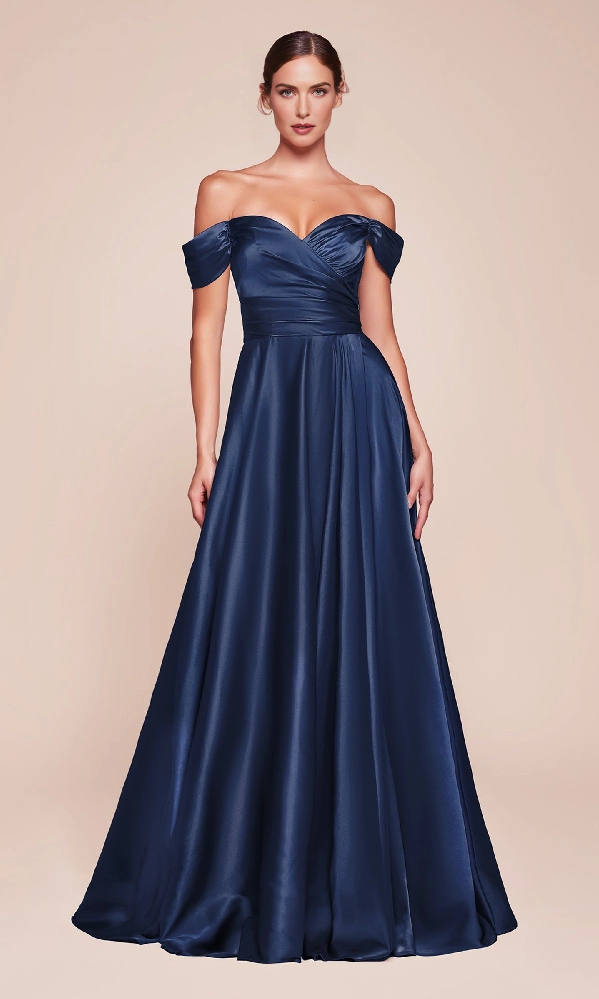 RoselleDress Olive Off Shoulder Wrap Satin Prom Dress