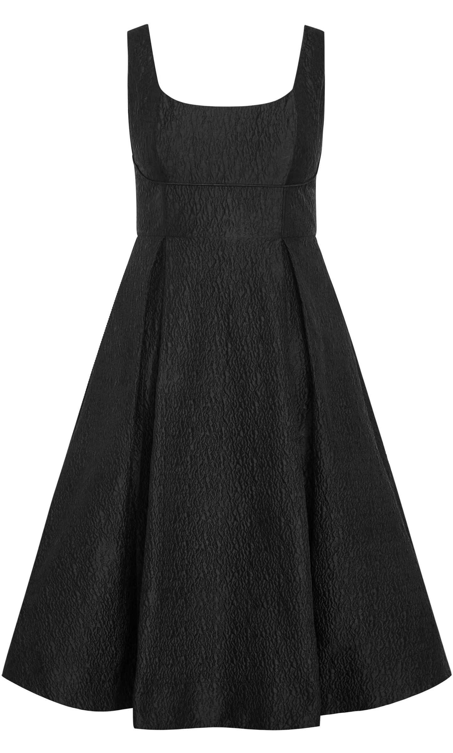 Plus‑Size U‑Neck Wide Strap Textured Jacquard Pleated A‑Line Floor‑Length Wedding Guest Dress