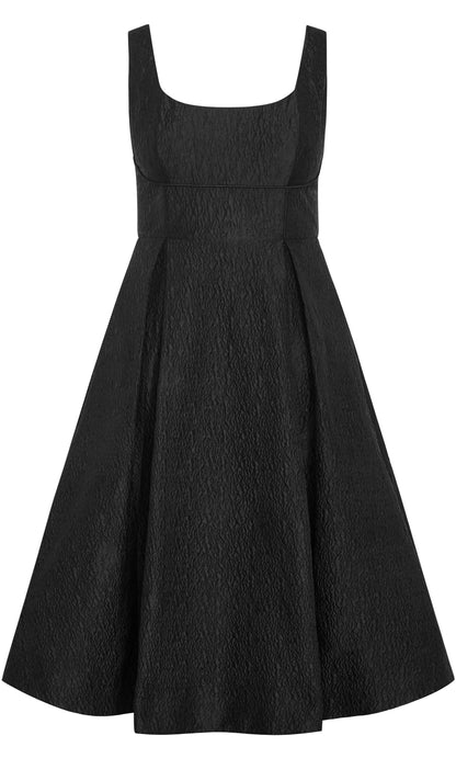 Plus‑Size U‑Neck Wide Strap Textured Jacquard Pleated A‑Line Floor‑Length Wedding Guest Dress