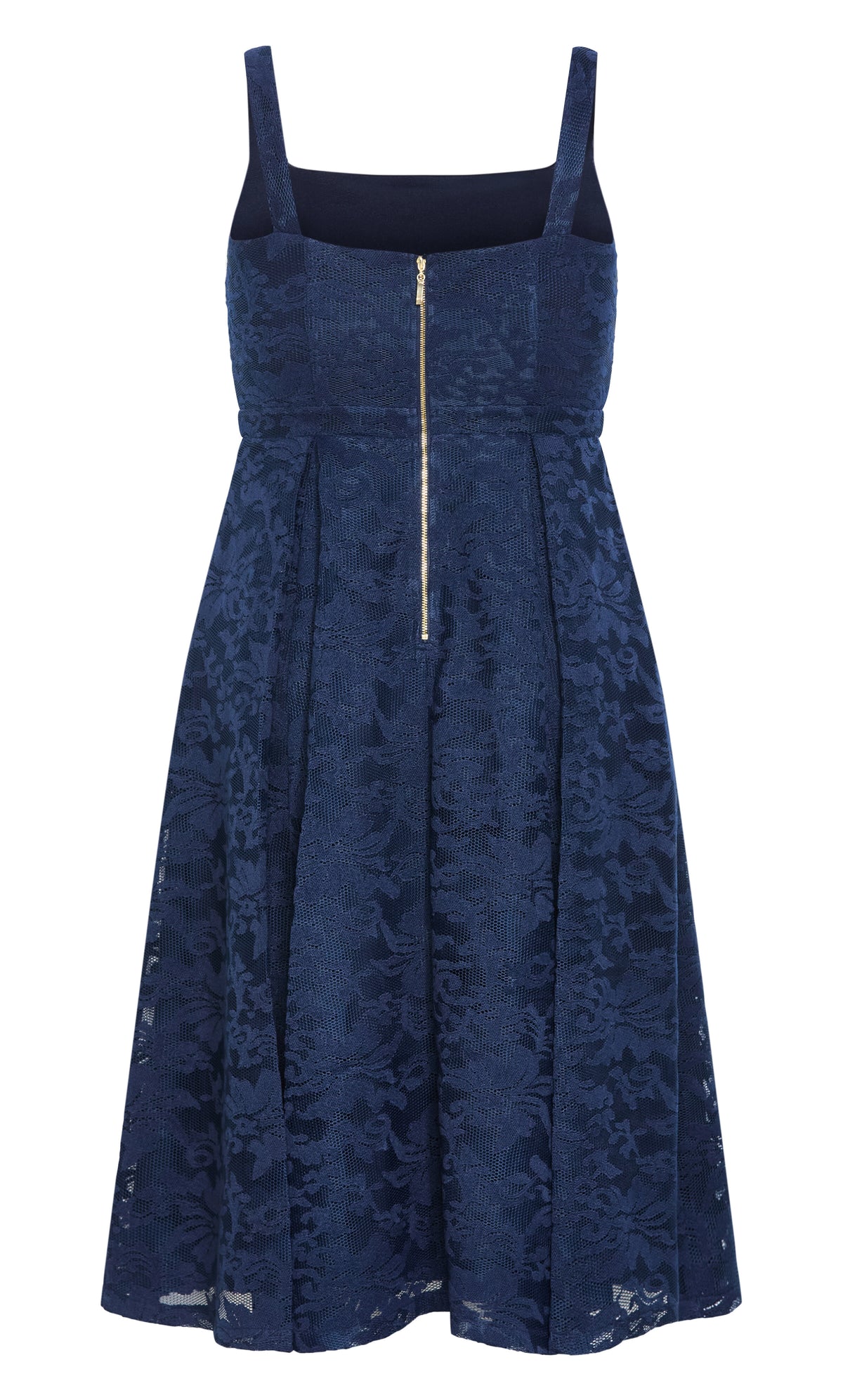 Elegant Fit‑and‑Flare Square‑Neck Sleeveless Zip‑Back Midi Plus Size Wedding Guest Dress