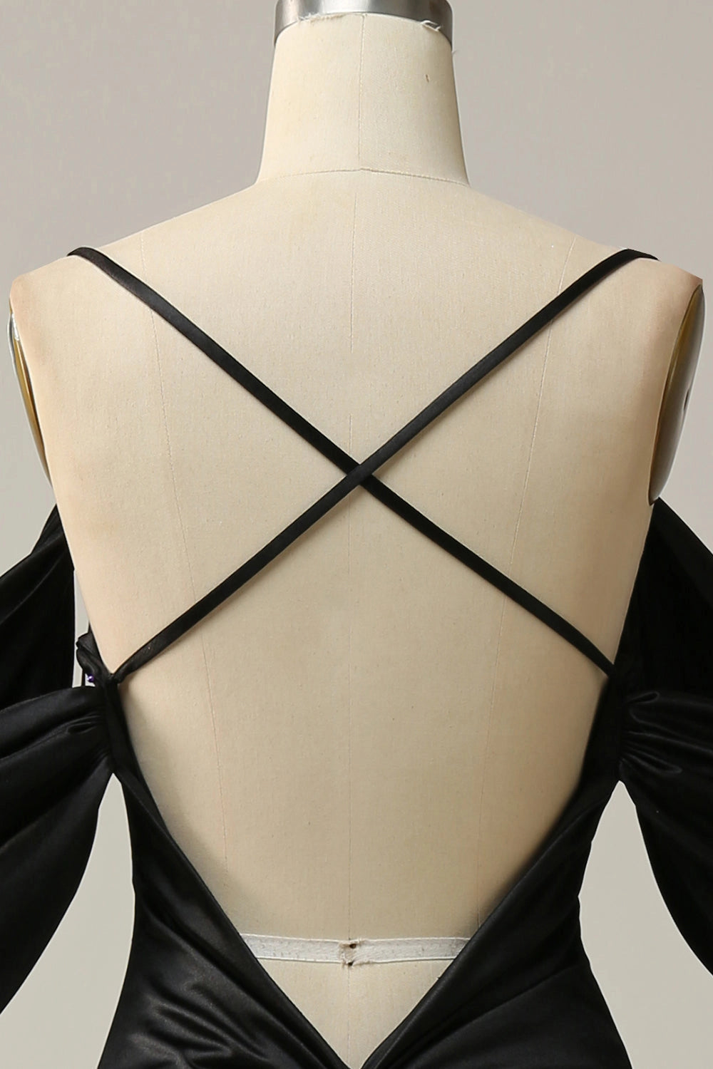 RoselleDress Black Satin Square Neck Cross Back Mermaid Prom Gown