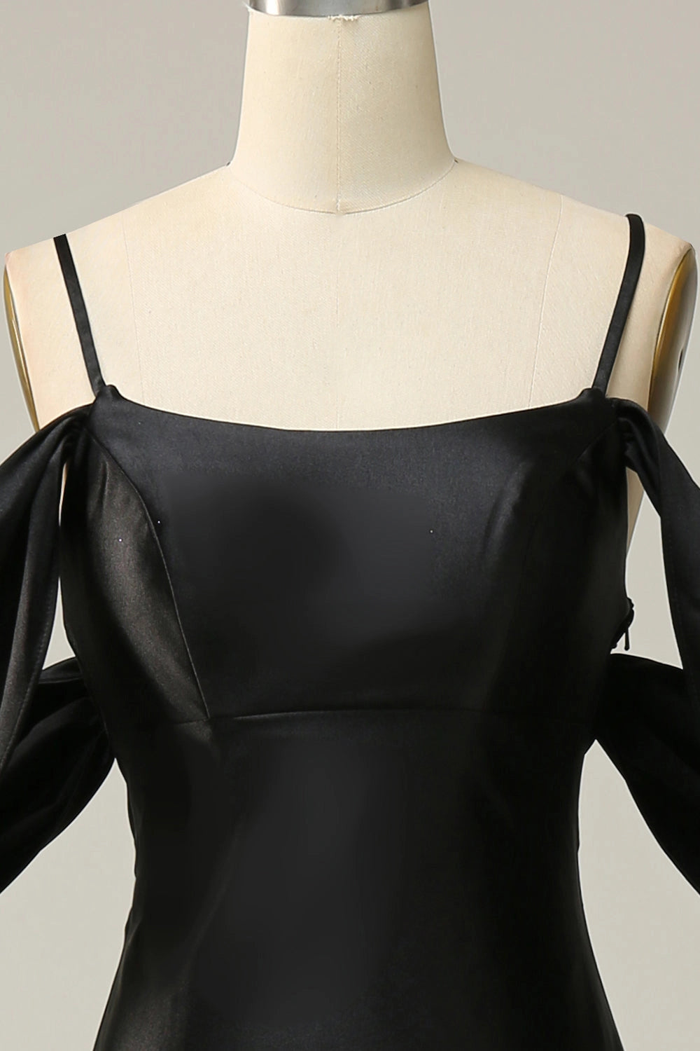 RoselleDress Black Satin Square Neck Cross Back Mermaid Prom Gown