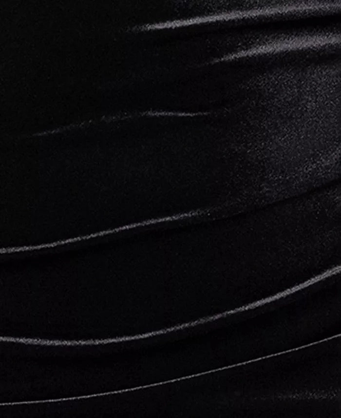 Black Plus Size Velvet Mesh Long Sleeve Keyhole Maxi Wedding Guest Dress