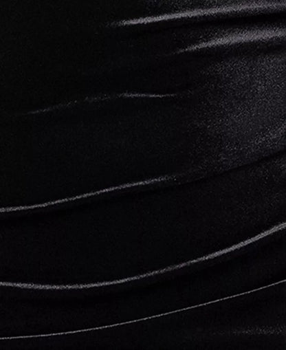 Black Plus Size Velvet Mesh Long Sleeve Keyhole Maxi Wedding Guest Dress